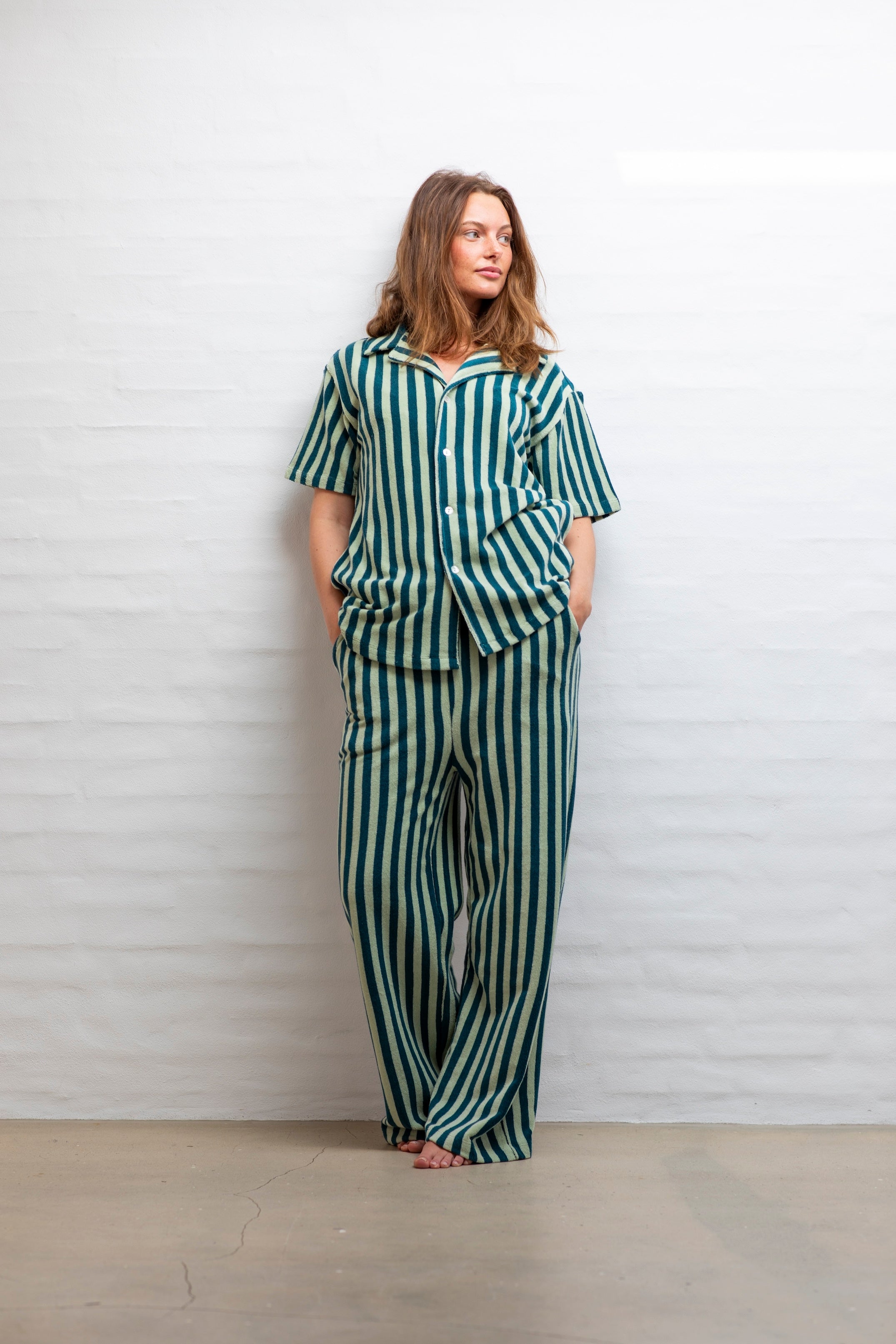 Naram Shirt, sea foam & deep teal