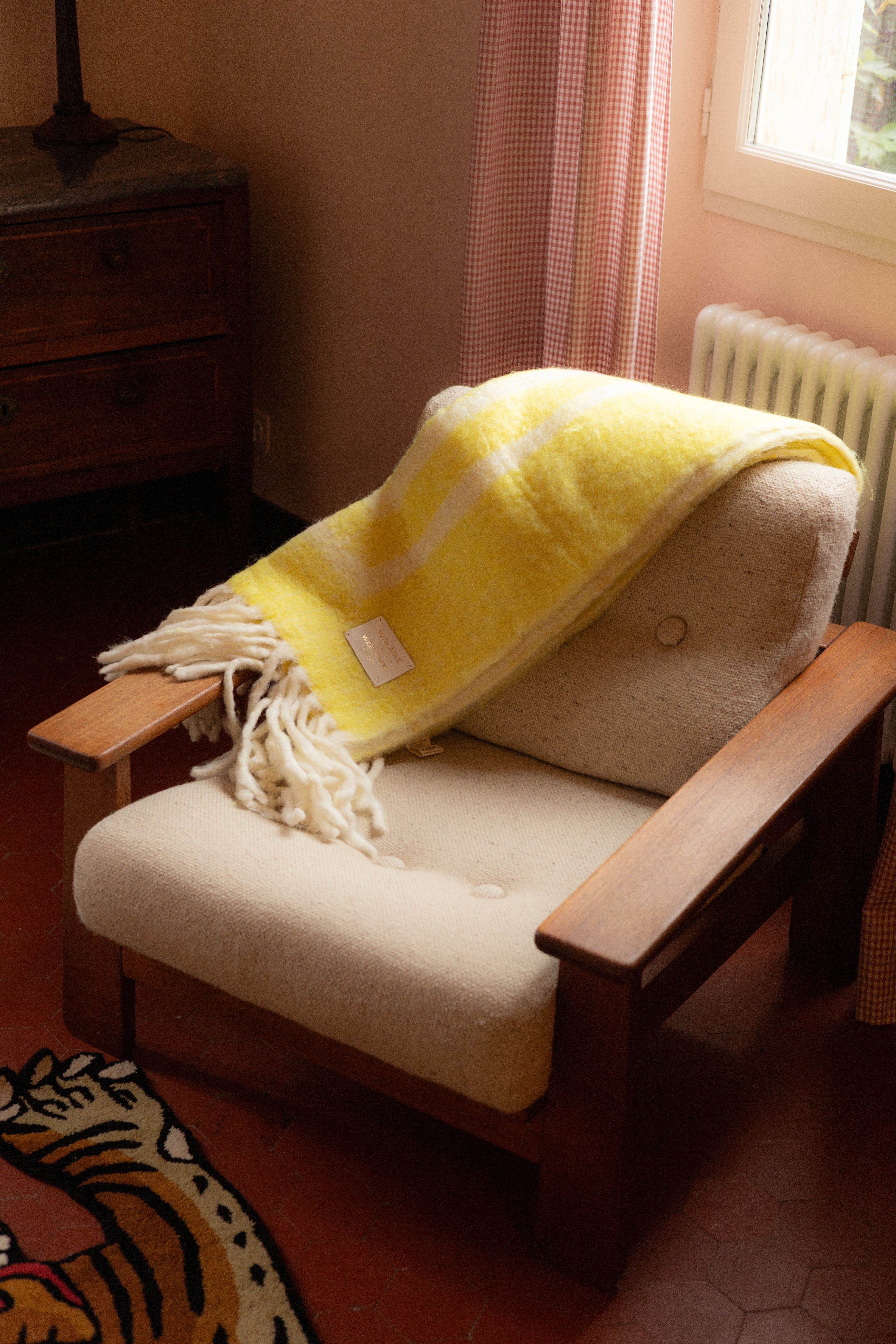 Weekend Plaid, creme & neon yellow