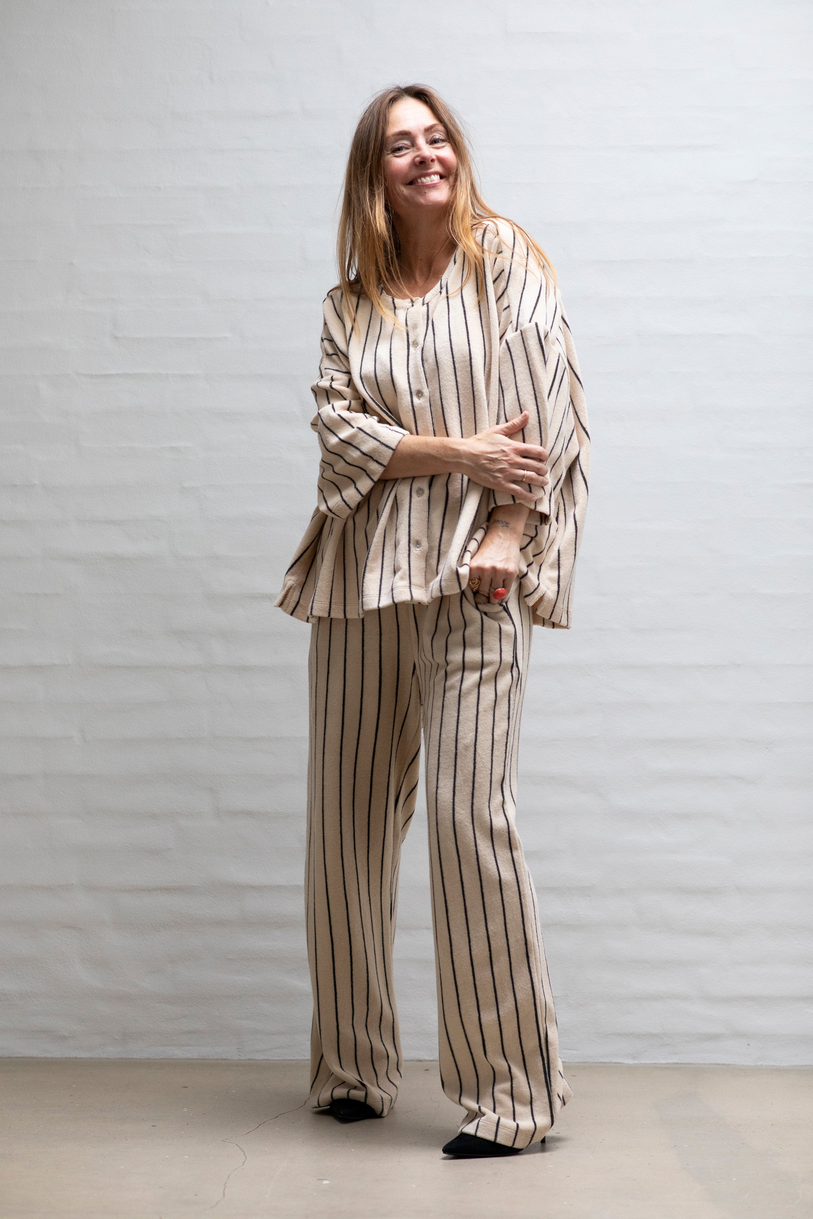 Naram Oversized Shirt, creme & ink