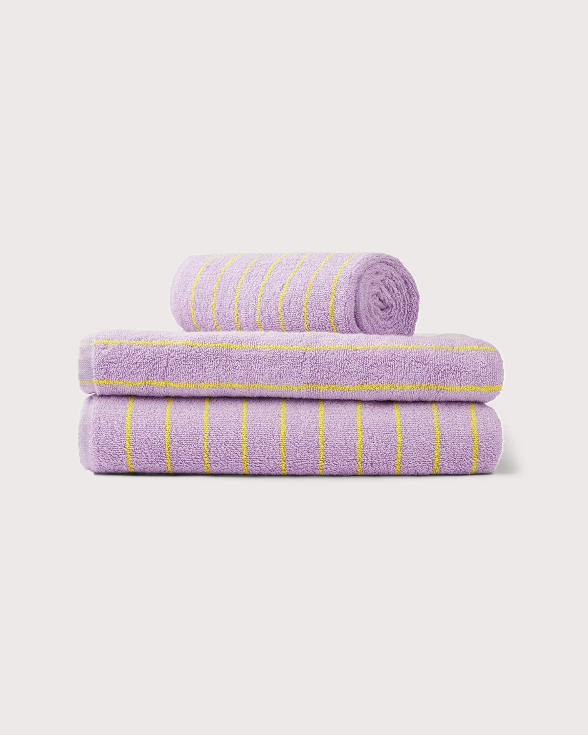 Naram Towels, lilac & neon yellow