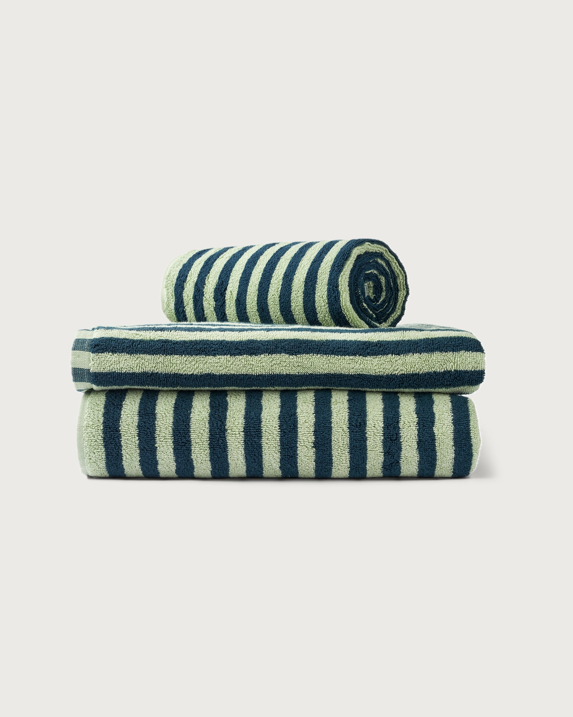 Naram Towels, sea foam & deep teal