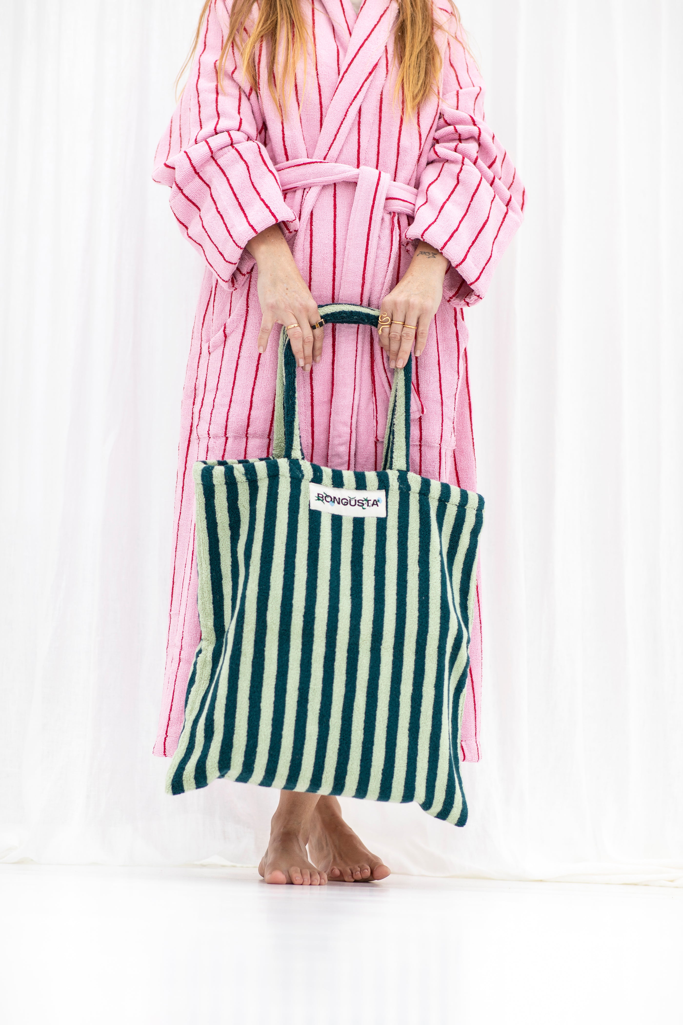 Naram Totebag, sea foam & deep teal