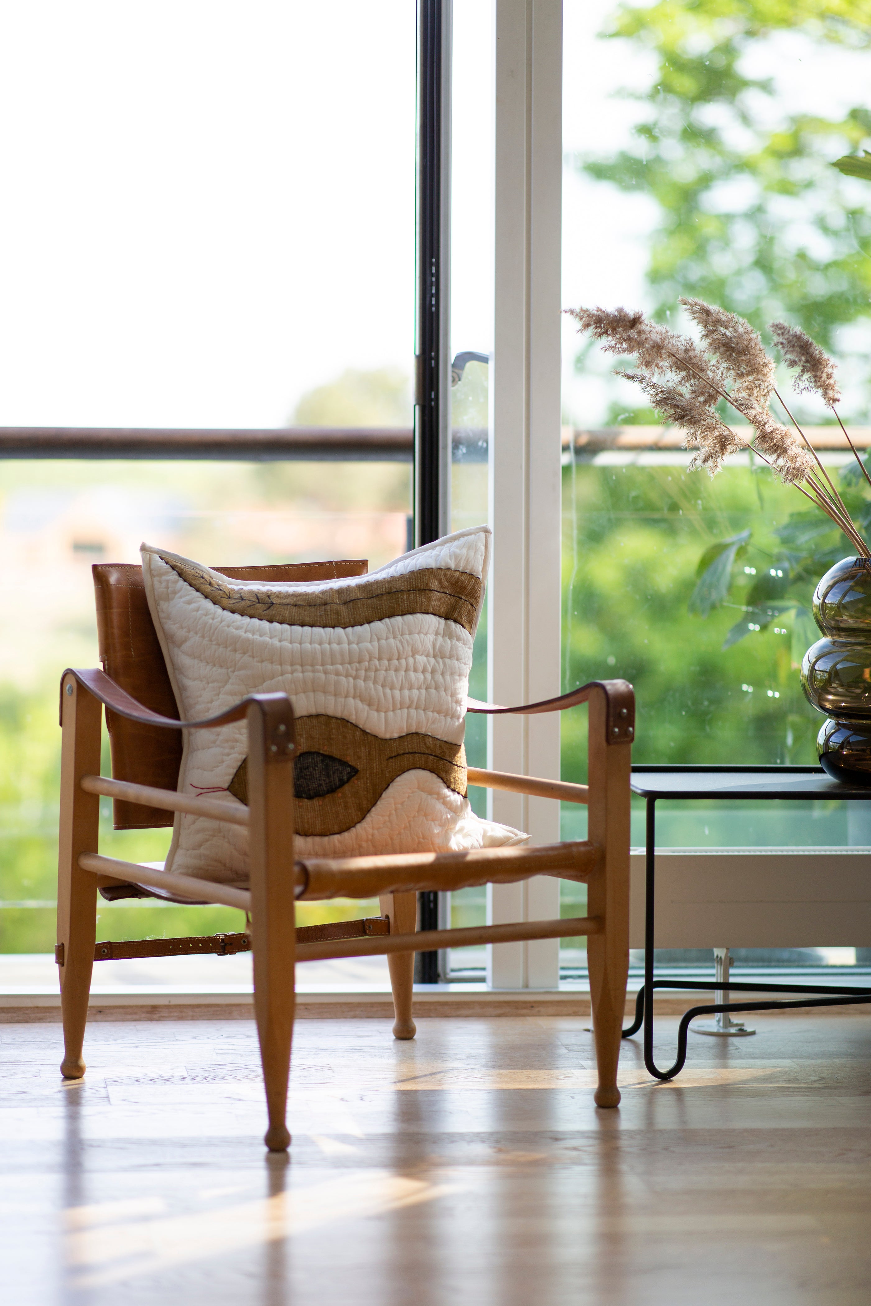 Snake Quilted Pillow, amber